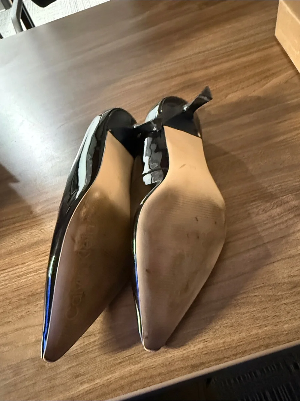 Calvin Klein Black Patent Pointed-Toe Heel Pumps